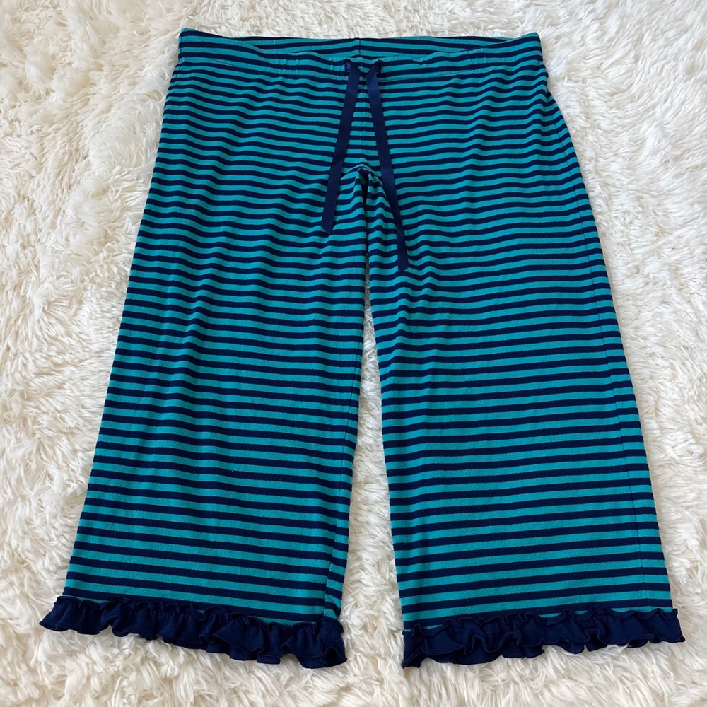 Xhilaration Teal Navy Striped Ruffle Hem Pajama Sleep Pants Womens Medium